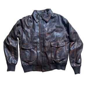 Vintage Patina RL Real Leather Garments Dark Brown Distressed Look Jacket 2XL